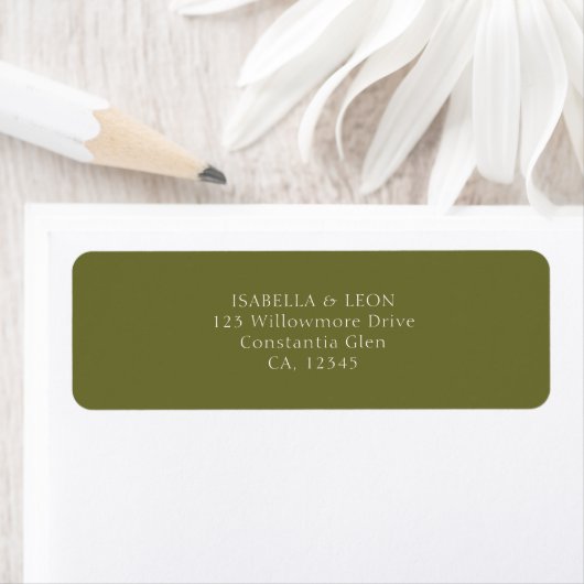 Olive Green | Simple Wedding Return Address (Insitu)