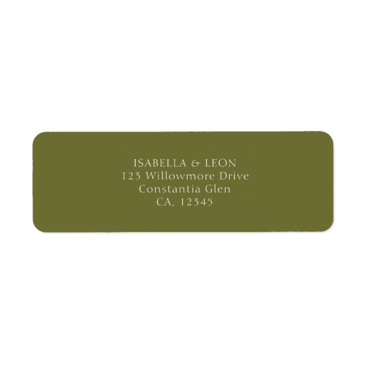 Olive Green | Simple Wedding Return Address (Vorne)