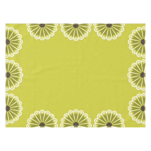 Olive Green Spanish Fans Tischdecke (Vorderseite (Horizontal))