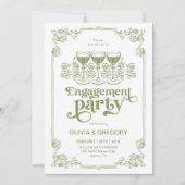 Olive Green Sparchampagne Engagement Party Einladung (Vorderseite)