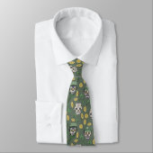 Olive Green St Patrick's Day Irish Sugar Skull Krawatte (Gebunden)