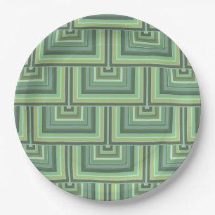 Olive green streifen quadratische Skalen Muster Pappteller
