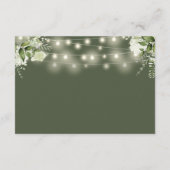 Olive Green String Lights Floral Wedding Reception Begleitkarte (Rückseite)