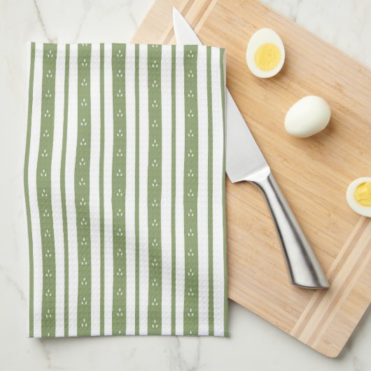 Olive Green Stripe Dish Towel Geschirrtuch (Viertel Falte)