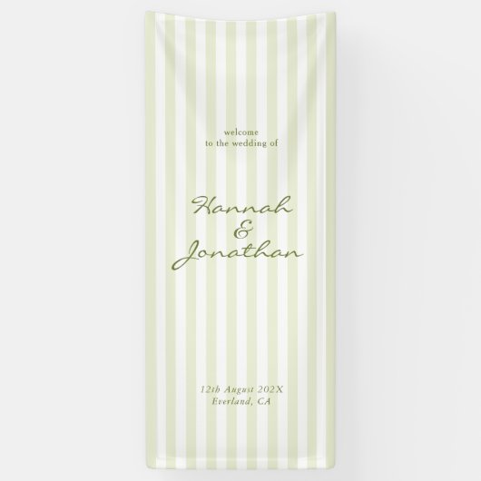 Olive Green Stripe Wedding Banner (Vertikal)