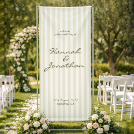 Olive Green Stripe Wedding Banner