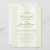 Olive Green Stripe Wedding Invitation Einladung (Vorderseite)