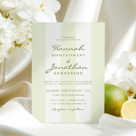 Olive Green Stripe Wedding Invitation Einladung