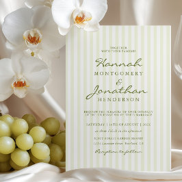 Olive Green Stripe Wedding Invitation Einladung