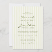 Olive Green Stripe Wedding Invitation Einladung (Vorderseite)