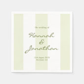 Olive Green Stripe Wedding Serviette (Vorderseite)