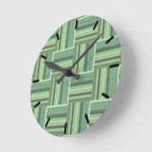 Olive green stripes weave pattern runde wanduhr (Winkel)
