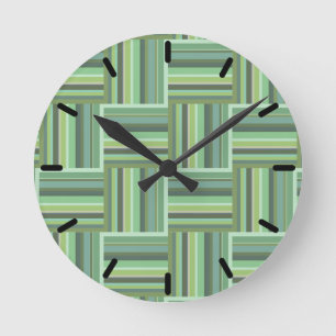 Olive green stripes weave pattern runde wanduhr