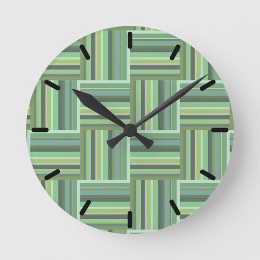 Olive green stripes weave pattern runde wanduhr (Vorderseite)