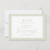 Olive Green Stripes Wedding RSVP Karte (Vorderseite)