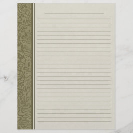 Olive Green Swirl Muster Lined Binder Paper