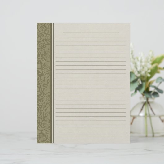 Olive Green Swirl Muster Lined Binder Paper (Stehend Vorderseite)