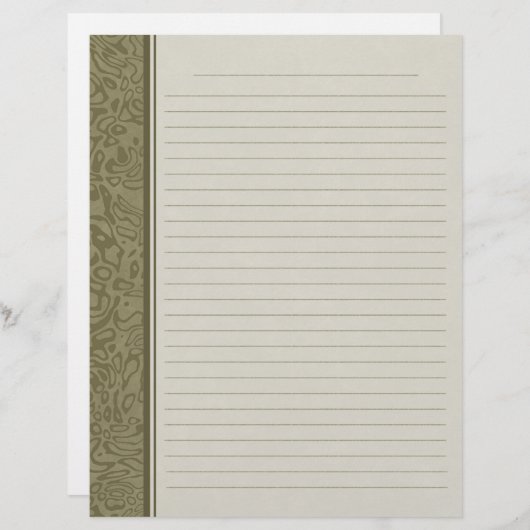 Olive Green Swirl Muster Lined Binder Paper (Vorne/Hinten)