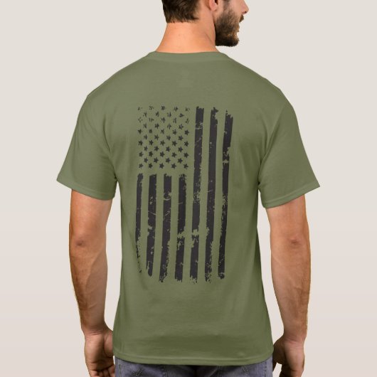 Olive Green T - Shirt Veteran Military American Fl (Rückseite)