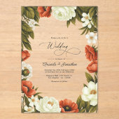 Olive Green Terracotta & Soft Ivory Floral Wedding Acryleinladungen (Vorderseite)