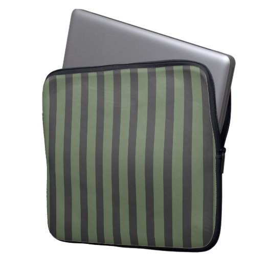 Olive Green Tick Strick Modern Laptopschutzhülle (Vorderseite Links)