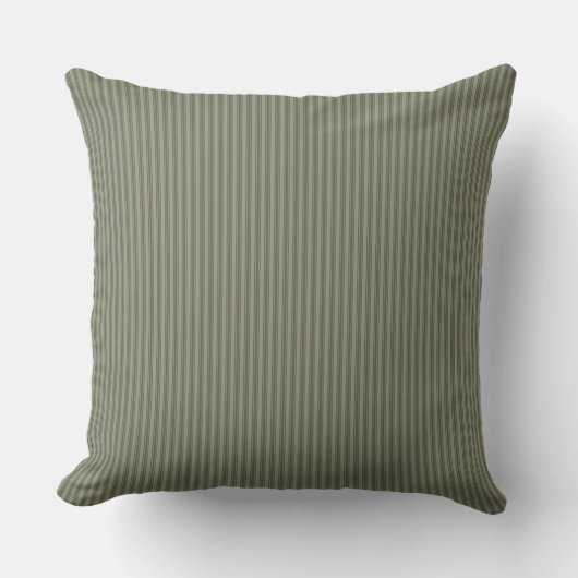 Olive Green Ticking Stripe Kissen (Vorderseite)