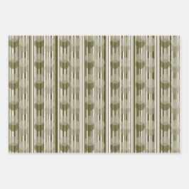 Olive Green Tinsel, Stripes and Confetti Patterns Geschenkpapier Set