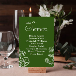 Olive-Green-Tischnummer-Zeichen Tischnummer