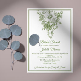 Olive Green Toile de Jouy Bridal Shower Invitation Einladung