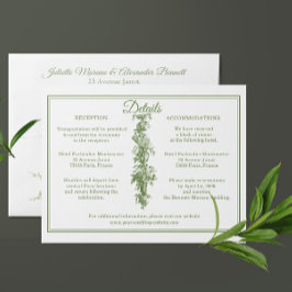 Olive Green Toile de Jouy Wedding Details Enclosur Begleitkarte