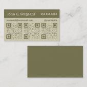 Olive Green Triple QR Code Business Card Visitenkarte (Vorne/Hinten)