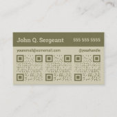 Olive Green Triple QR Code Business Card Visitenkarte (Vorderseite)
