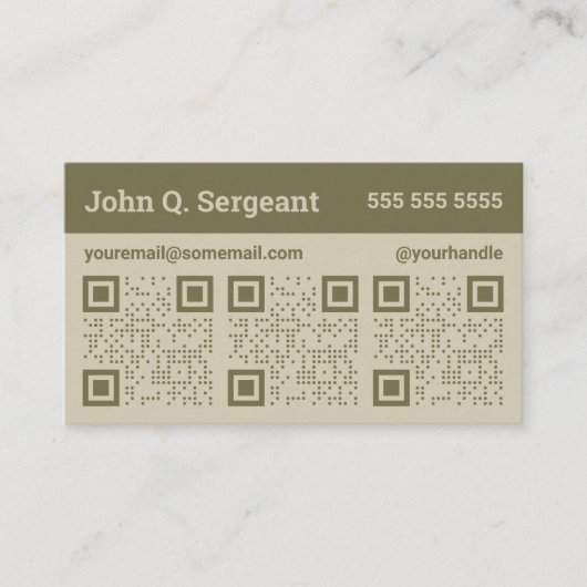 Olive Green Triple QR Code Business Card Visitenkarte (Vorderseite)