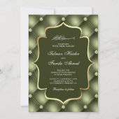 Olive Green Tufted Diamonds Pattern Muslim Hochzei Einladung (Vorderseite)