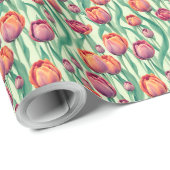 Olive Green Tulip Bouquet Geschenkpapier (Rolleneckpunkt)