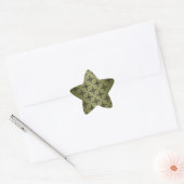 Olive Green und Black Damask Muster Stern-Aufkleber (Umschlag)