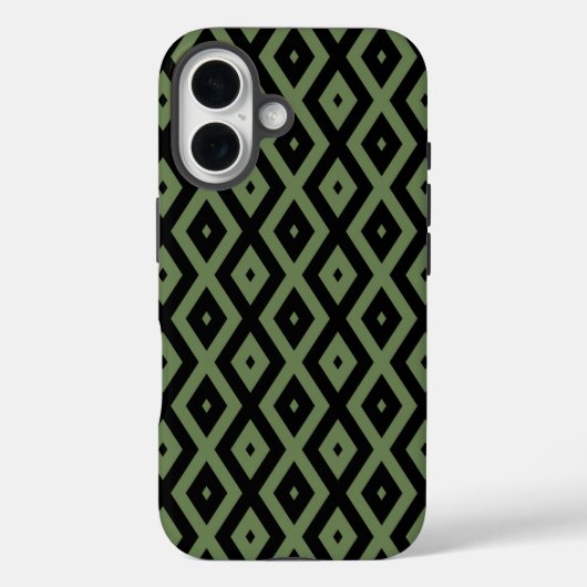 Olive-Green-und Black-Diamant-Muster Case-Mate iPhone Hülle (Rückseite)