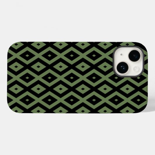 Olive-Green-und Black-Diamant-Muster Case-Mate iPhone Hülle (Rückseite (Horizontal))