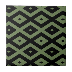 Olive-Green-und Black-Diamant-Muster Fliese
