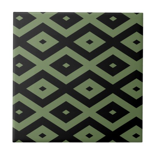 Olive-Green-und Black-Diamant-Muster Fliese (Vorderseite)