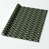 Olive-Green-und Black-Diamant-Muster Geschenkpapier (Ungerollt)