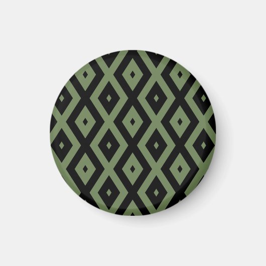 Olive-Green-und Black-Diamant-Muster Magnet (Vorne)