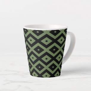 Olive-Green-und Black-Diamant-Muster Milchtasse