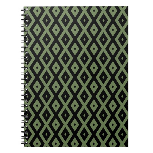 Olive-Green-und Black-Diamant-Muster Notizblock (Vorderseite)