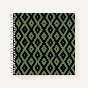 Olive-Green-und Black-Diamant-Muster Notizblock