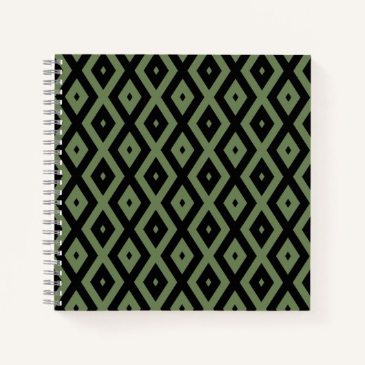 Olive-Green-und Black-Diamant-Muster Notizblock (Vorderseite)