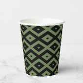 Olive-Green-und Black-Diamant-Muster Pappbecher (Rückseite)