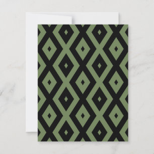 Olive-Green-und Black-Diamant-Muster RSVP Karte