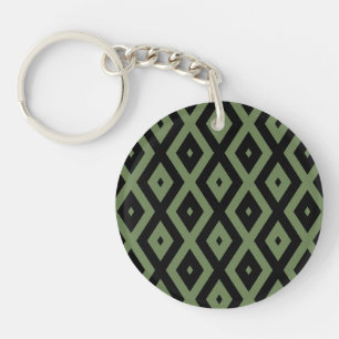 Olive-Green-und Black-Diamant-Muster Schlüsselanhänger