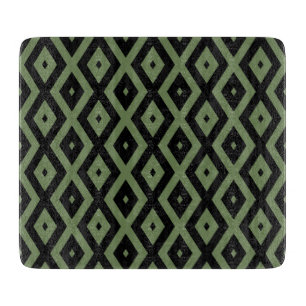 Olive-Green-und Black-Diamant-Muster Schneidebrett